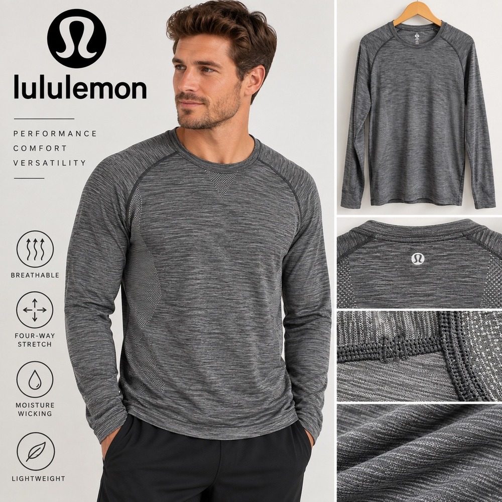 Lululemon Metal Vent Tech Long Sleeve Shirt Grey Space Dye Mens Size M